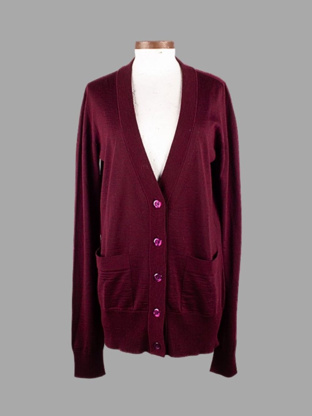 MAISON MARTIN MARGIELA Burgundy Wool Classic Cardigan